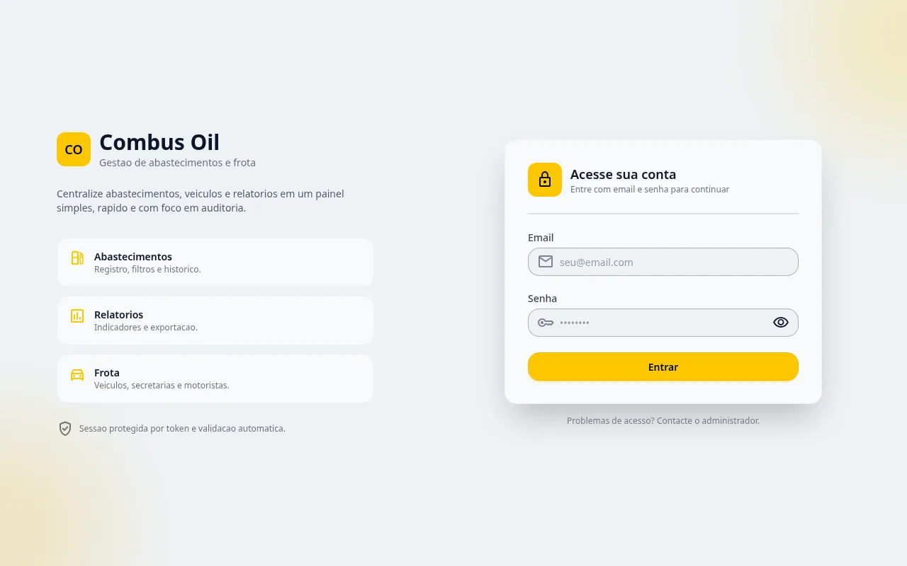 Tela do projeto Combus Oil